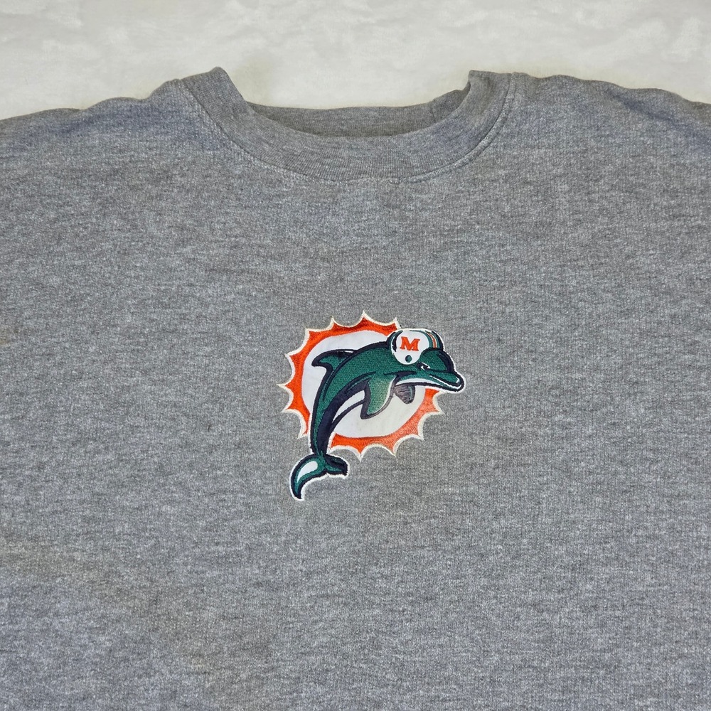 Vintage NFL Miami Dolphins Sweatshirt Mens Large Colorblock Embroidered Logo